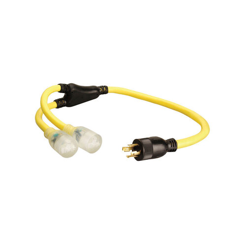 Generator Power Cord Adapter 12/4 STOW 250 V 3 ft. L Yellow