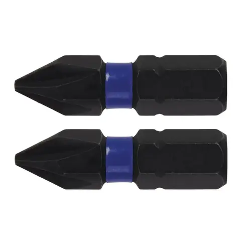 Insert Bit, #2 Drive, Phillips Drive, 1/4 in Shank, Hex Shank, 1 in L, Steel Pair Black Oxide