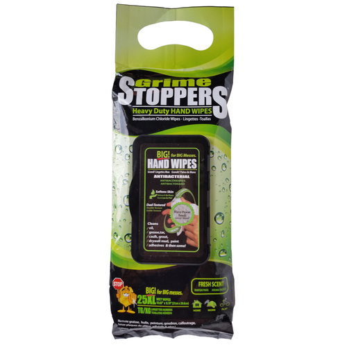 Grime Stoppers 00225 Heavy Duty Hand Wipes Fresh Scent Antibacterial