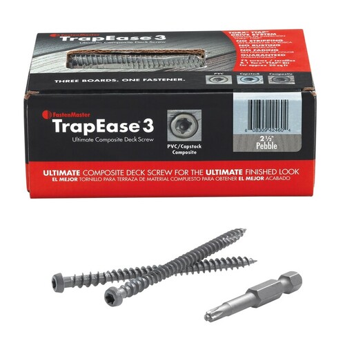 FastenMaster 5667845 Composite Deck Screws TrapEase No. 10 X 2-1/2" L Torx Ttap Flat Head Epoxy Coated