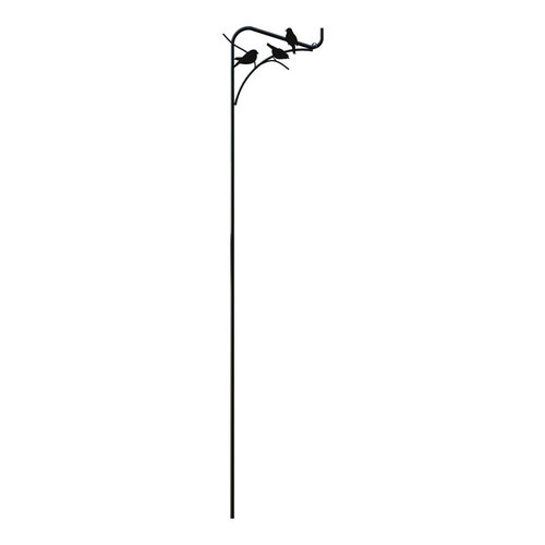 Plant Hook Black Steel 84" H Bird Design Powder Coated