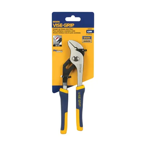 Groove Joint Plier, 8 in OAL, 1-3/4 in Jaw Opening, Blue/Yellow Handle, Cushion-Grip Handle, 1 in L Jaw