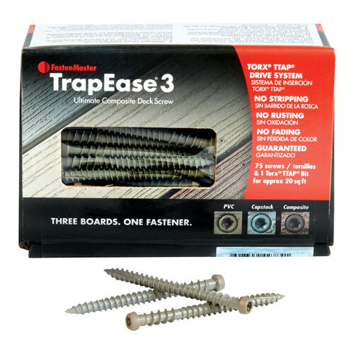 FastenMaster FMTR3-212-75ENB Composite Deck Screws TrapEase No. 10 X 2-1/2" L Torx Ttap Flat Head Epoxy Coated