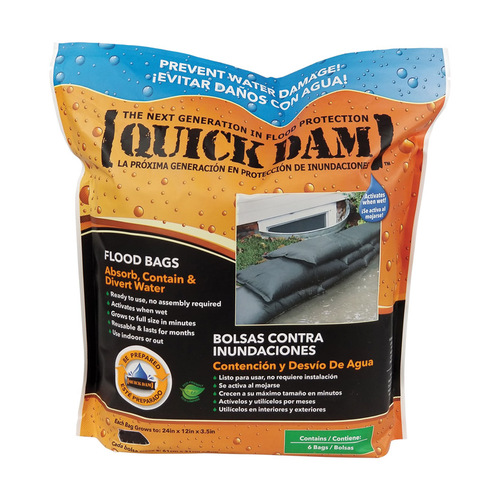 Quick Dam QD1224-6ES Sandless Sandbags Flood Bags 3.5" H X 12" W X 24" L