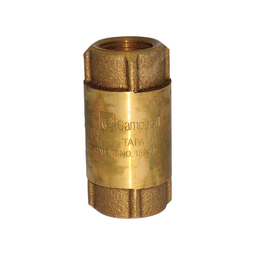 Campbell CV-2TLF Check Valve 1/2" D X 1/2" D Red Brass Spring Loaded