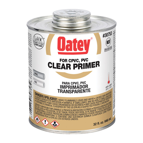 Oatey 30753 Primer Clear For CPVC/PVC 32 oz Clear