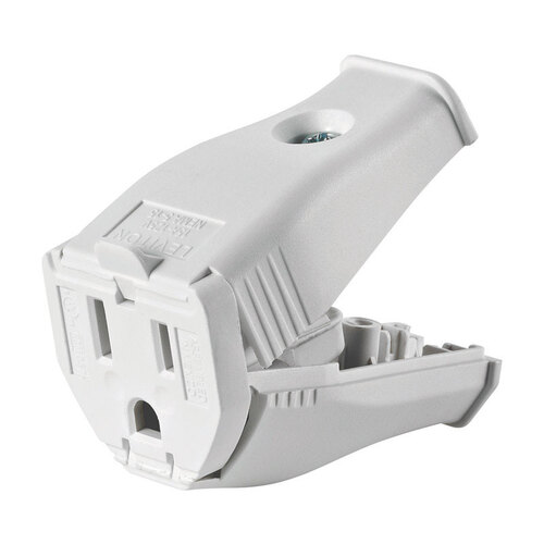 Leviton 3W102-0WH Connector Commercial and Residential Thermoplastic Straight Blade 5-15R 2 Pole 3 Wire Bulk White