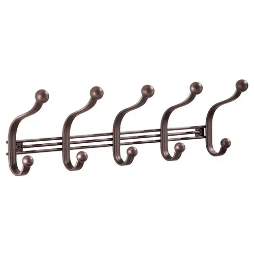 Rack 15-1/4" L Bronze Silver Steel Large York Lyra 5-Hook Bronze