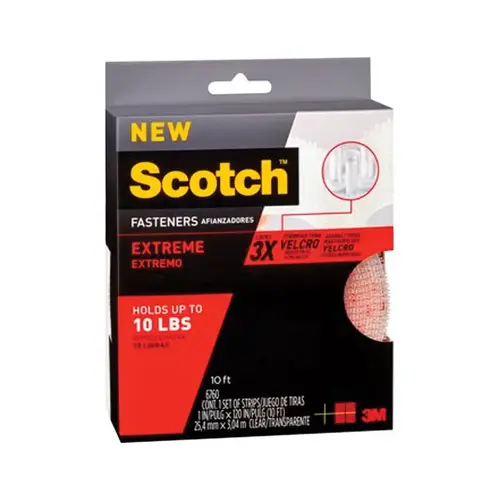 Hook and Loop Fastener Extreme Medium Foam 10" L Black/Clear Pair