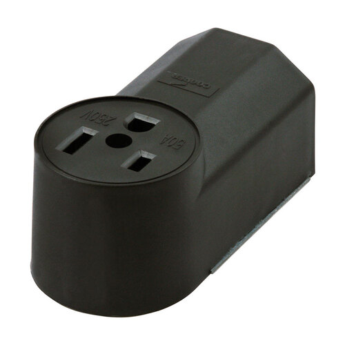 Electrical Receptacle, 125/250 V, 50 A, 2-Pole, Black