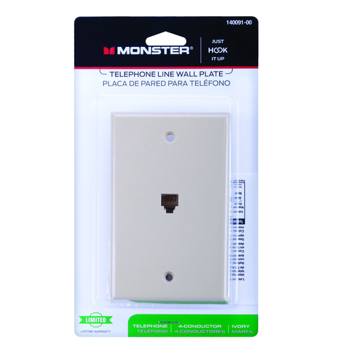 Wall Plate Just Hook It Up Ivory 1 gang Plastic Telephone Ivory