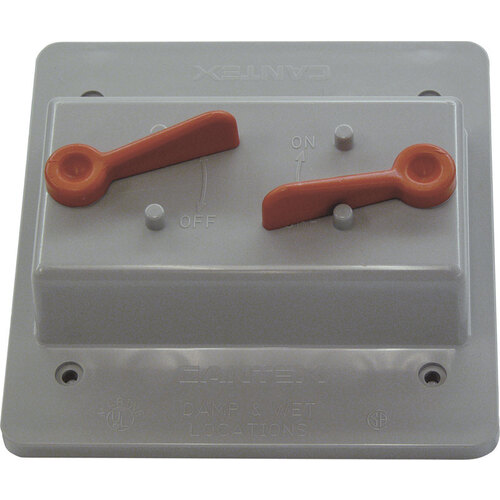 Cantex 5133331B Electrical Cover Rectangle PVC 2 gang For 2 Toggle Switches Gray