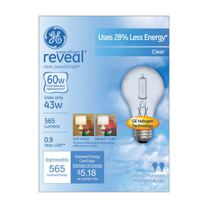 Ge reveal 43w 565 outlet lumens