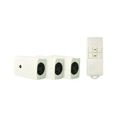 Wireless Remote Control, 15 A, 125 V, 1875 W, CFL, LED Lamp, White - pack of 3