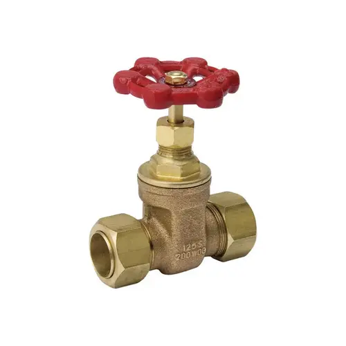 ProLine Series Gate Valve, 1/2 in Connection, Compression, 200/125 psi Pressure, Bronze/Brass Body