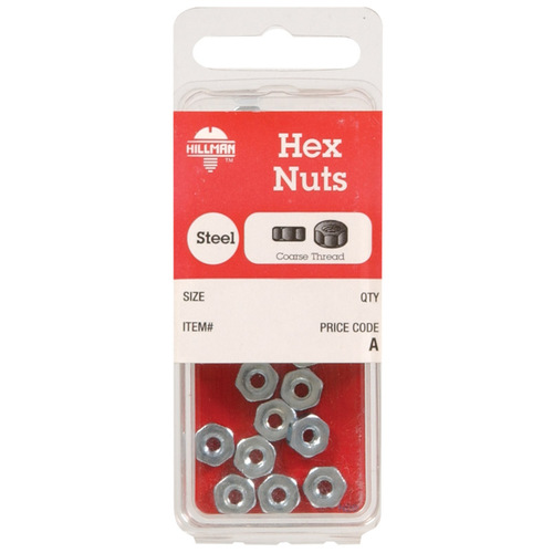 Hex Nut 1/4" Zinc-Plated Steel USS Zinc-Plated