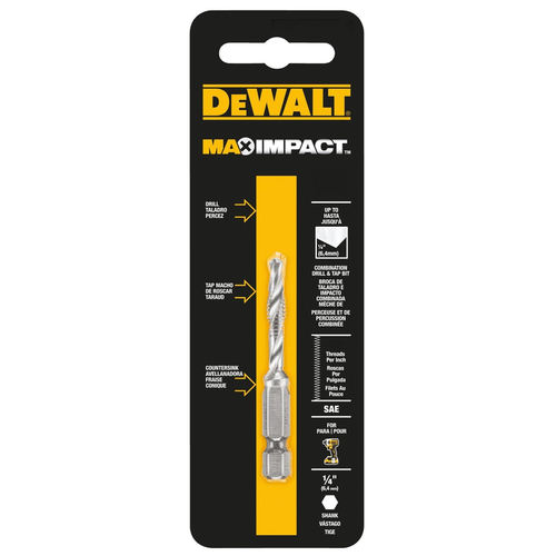 DEWALT DWADT1224 Drill and Tap Bit High Speed Steel SAE 12-24 UNC