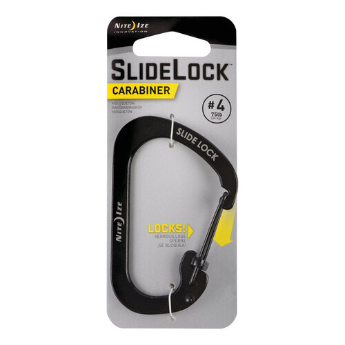 Key Holder SlideLock 3.1" D Stainless Steel Black Carabiner Black