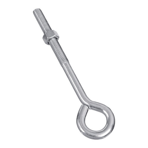 Eye Bolt, 1/2-13 Thread, 3-3/4 in L Thread, 1 in ID Dia Eye, 6.14 in L Shank, Steel, Zinc - pack of 10