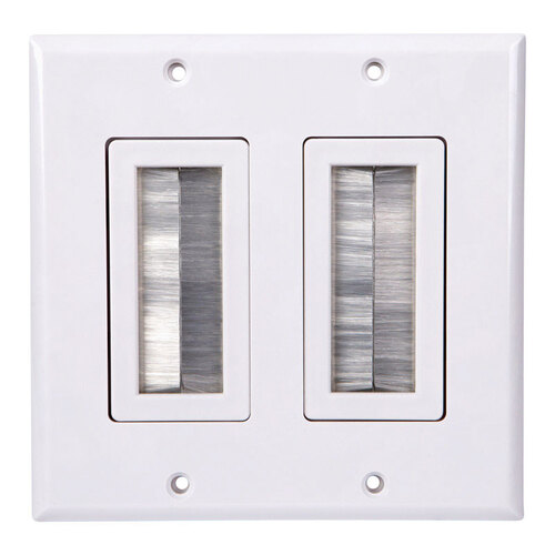 Brush Wall Plate Just Hook It Up White 2 gang Plastic Home Theater White