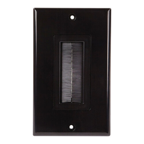 Brush Wall Plate Just Hook It Up Black 1 gang Plastic Home Theater Black