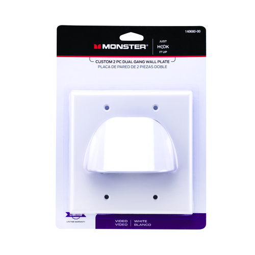 Monster 140680-00 Wall Plate Just Hook It Up White 2 gang Plastic Home Theater White