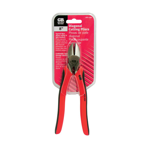 GB GPS-3220 Cutting Plier, 8 in OAL, 1 in Jaw Opening, Black/Red Handle, Comfort-Grip Handle