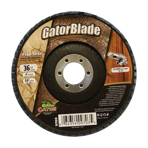 Flap Disc, 4 in Dia, 5/8 in Arbor, 36 Grit, Zirconium Oxide Abrasive