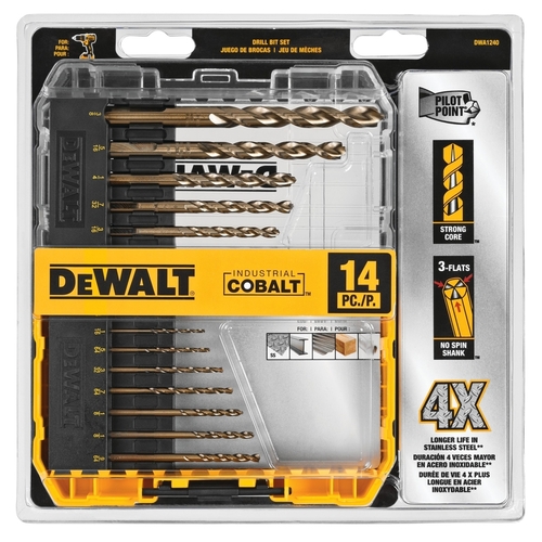 DEWALT DWA1240 Drill Bit Set Industrial Cobalt Gold Ferrous Oxide