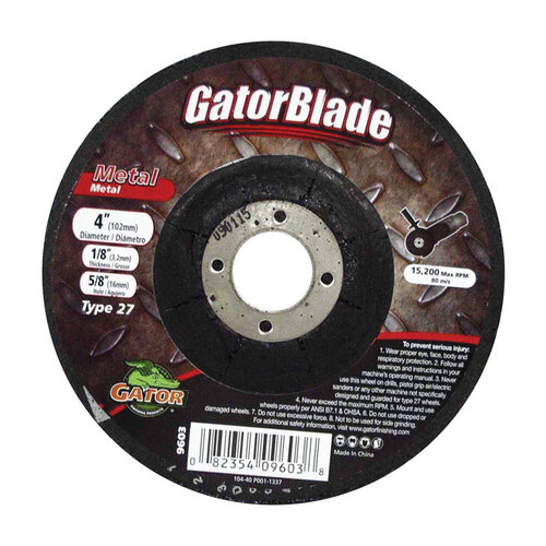 GatorBlade 9603 Cut-Off Wheel, 4 in Dia, 1/8 in Thick, 5/8 in Arbor, 24 Grit, Silicone Carbide Abrasive