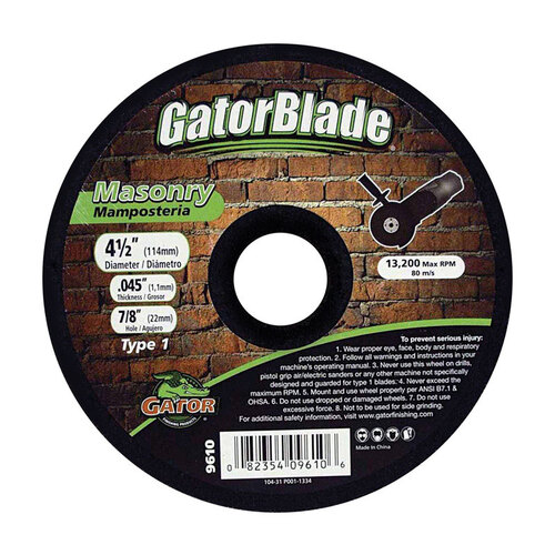 Cut-Off Wheel, 4-1/2 in Dia, 0.045 in Thick, 7/8 in Arbor, 24 Grit