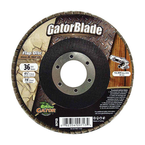 GATOR 2463909 Flap Disc 4-1/2" D X 7/8" Zirconia Aluminum Oxide 36 Grit