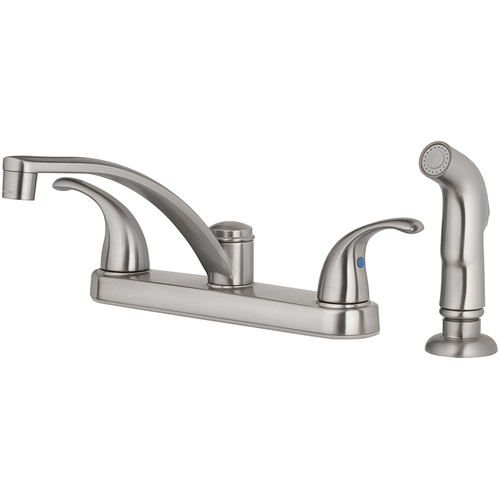 Kitchen Faucet Two Handle Brushed Nickel Side Sprayer Included Brushed Nickel