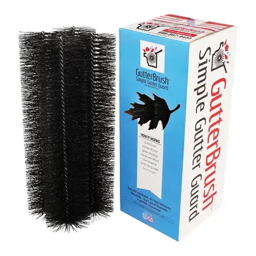 GutterBrush 5IN-6FT Gutter Guard 4.3" W X 1.5 ft. L Black Polypropylene/Steel Black