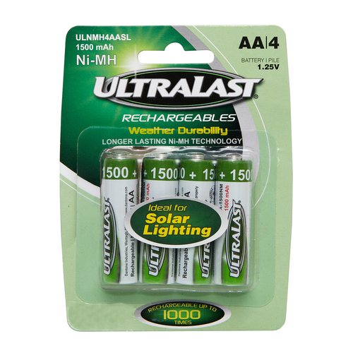 Ultralast ULNMH4AASL Solar Rechargeable Battery NiMH AA 1.2 V 1.5 Ah