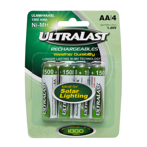 Ultralast ULNMH4AASL Solar Rechargeable Battery NiMH AA 1.2 V 1.5 mAh