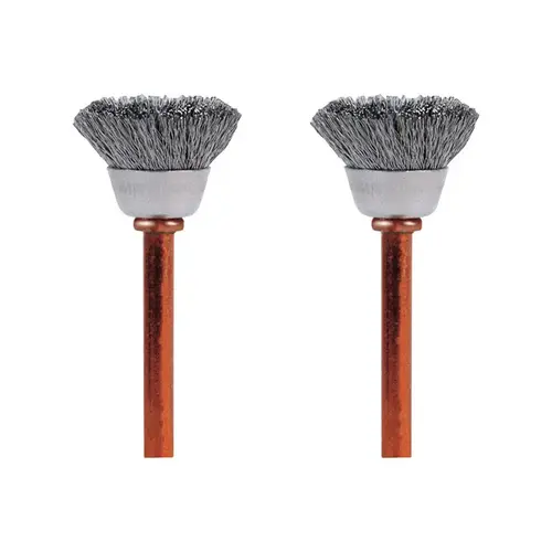 Brush, 1/2 in Dia, 1/8 in Arbor/Shank, Stainless Steel Bristle Pair