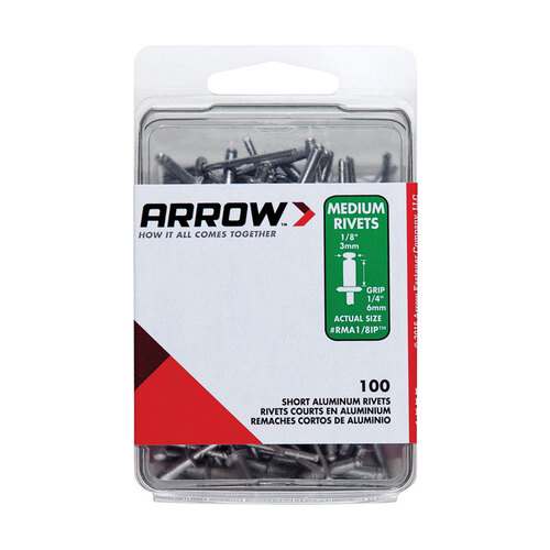 Arrow RMA1/8IP Rivets 1/8" D X 1/4" R Aluminum Silver Silver