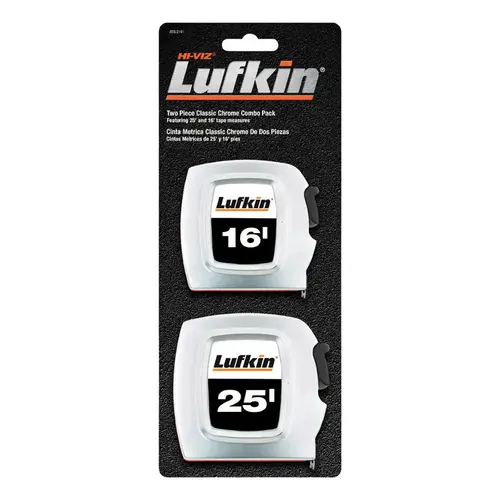 Tape Measure Set Lufkin 25 ft. L X 1" W Silver