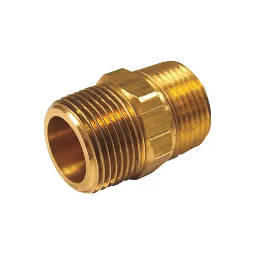 Reducing Hex Nipple 3/8" MPT X 1/8" D MPT Brass