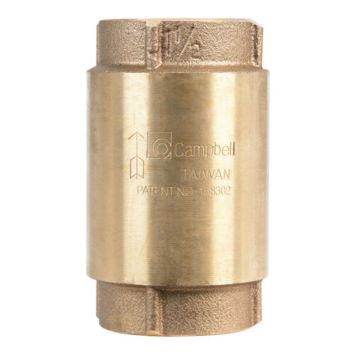 Campbell CV-6TLF Check Valve 1-1/2" D X 1-1/2" D Red Brass Spring Loaded