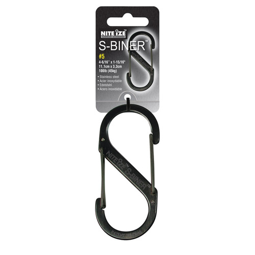Nite Ize SB5-03-01 Key Holder S-Biner 1.8" D Stainless Steel Black Carabiner Black