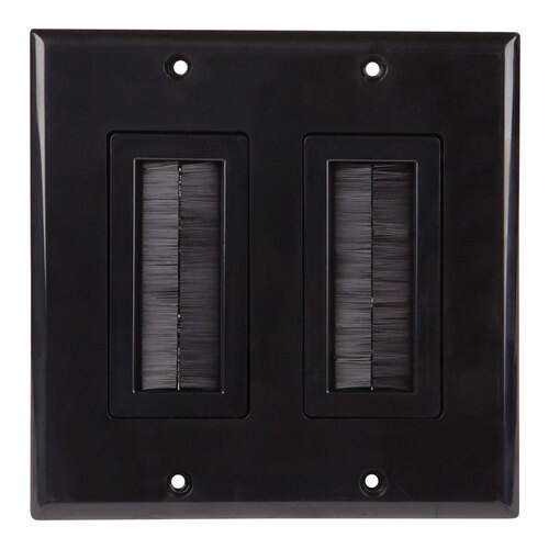 Brush Wall Plate Just Hook It Up Black 2 gang Plastic Home Theater Black