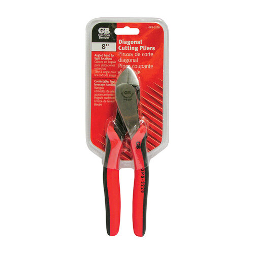 GB GPS-3228 Diagonal Cutting Plier, 8 in OAL, 1-3/8 in Jaw Opening, Red Handle, Comfort-Grip Handle, 3/4 in L Jaw