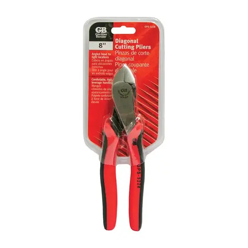 Diagonal Cutting Plier, 8 in OAL, 1-3/8 in Jaw Opening, Red Handle, Comfort-Grip Handle, 3/4 in L Jaw