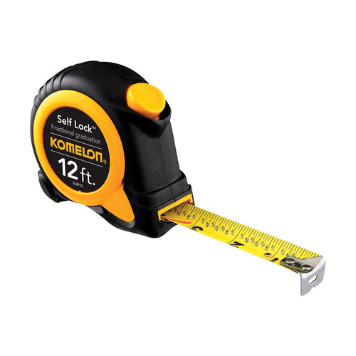 Komelon SL2912 Tape Measure Self Lock Speed Mark 12 ft. L X 0.63" W Yellow