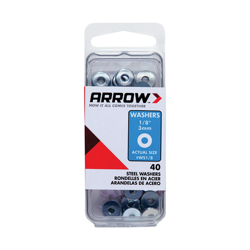 Arrow WS1/8 Flat Washers 1/8" D Steel Silver Silver