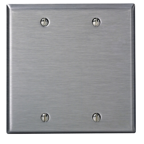 Wall Plate Silver 2 gang Stainless Steel Blank Silver