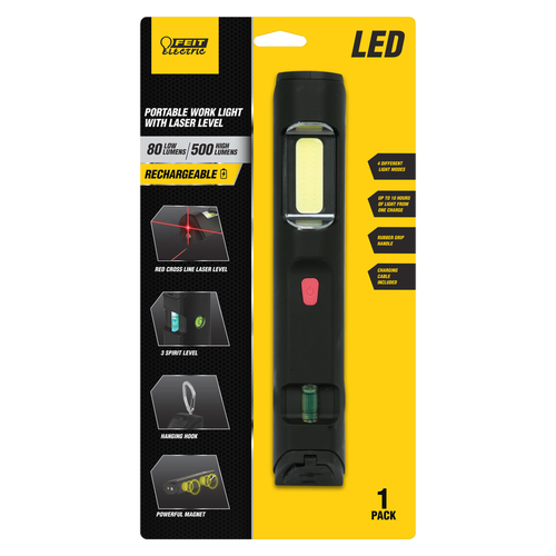 Feit Electric WORK500LZBAT Work Light w/Laser Level 80/500 lm LED Rechargeable Handheld