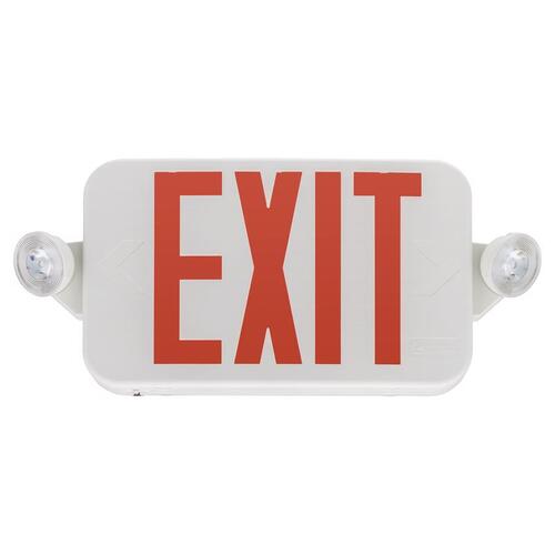 Lighted Exit Sign and Emergency Lights Thermoplastic Indoor LED Red/White